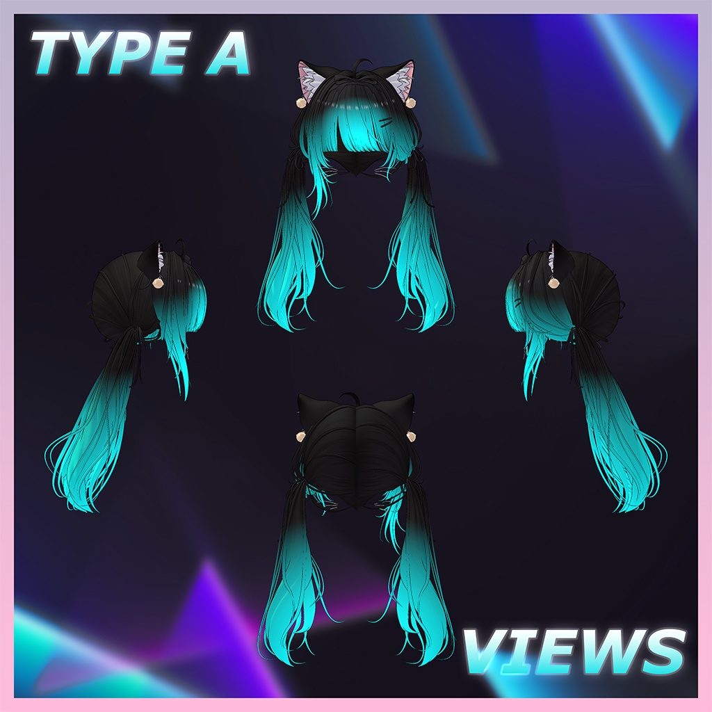 猫ツインテールヘア Highlights Texture 【VRC Hair Texture - Li-ne_Shop】