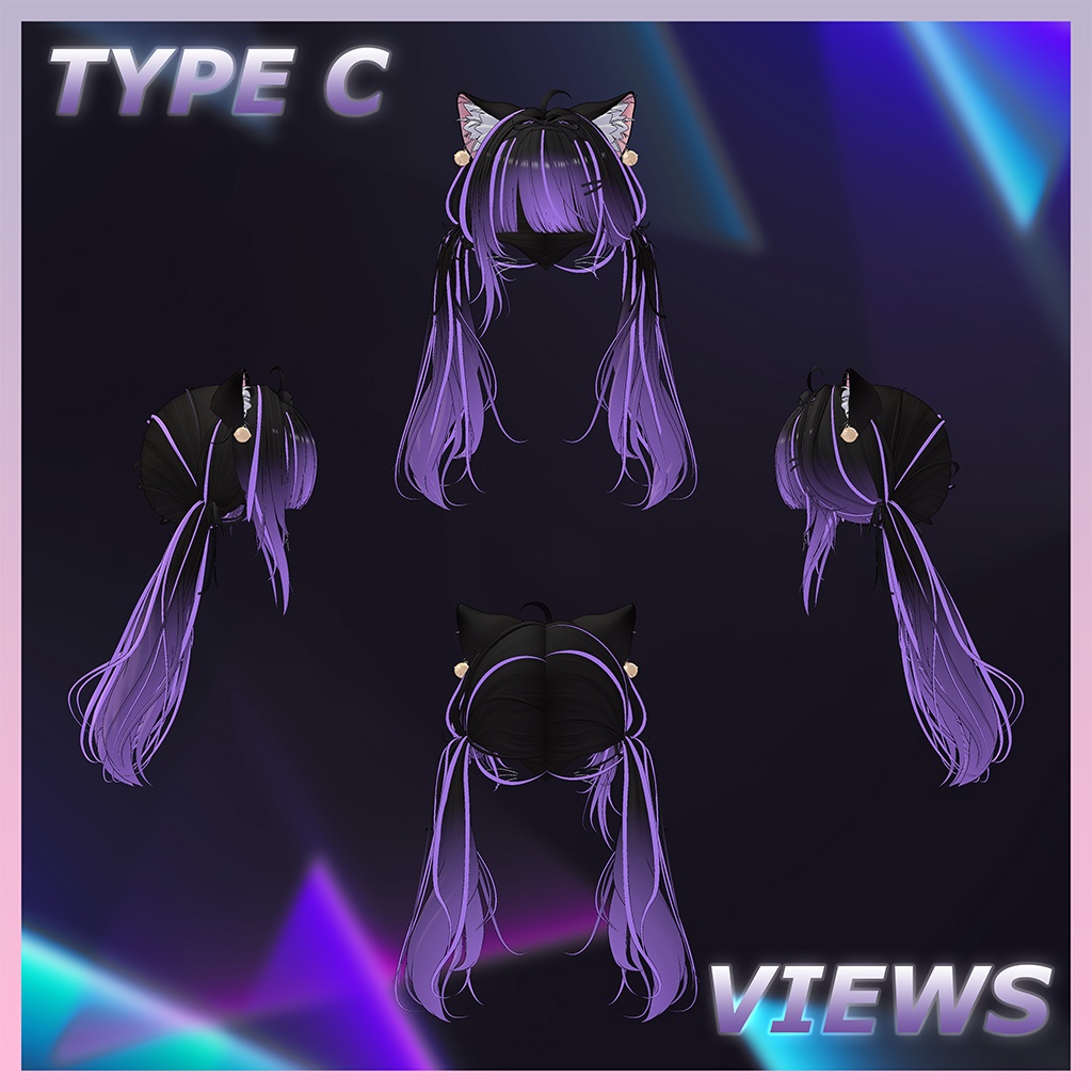 猫ツインテールヘア Highlights Texture 【VRC Hair Texture - Li-ne_Shop】