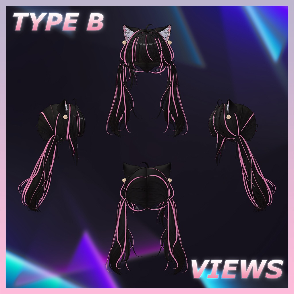 猫ツインテールヘア Highlights Texture 【VRC Hair Texture - Li-ne_Shop】