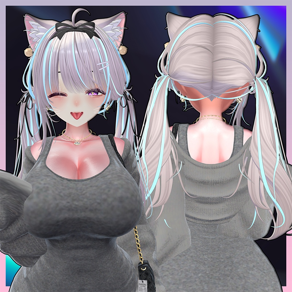猫ツインテールヘア Highlights Texture 【VRC Hair Texture - Li-ne_Shop】