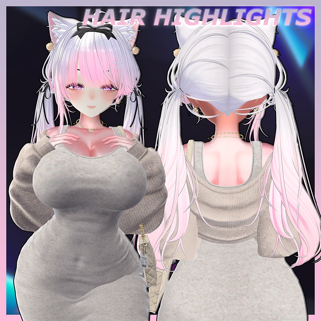猫ツインテールヘア Highlights Texture 【VRC Hair Texture - Li-ne_Shop】