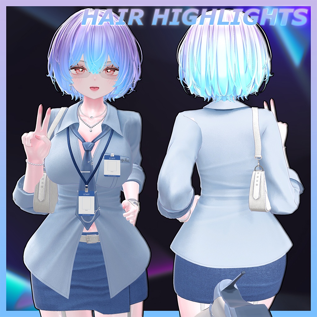 Kusekke short bob Highlights Texture 【VRC Hair Texture - mochipun】