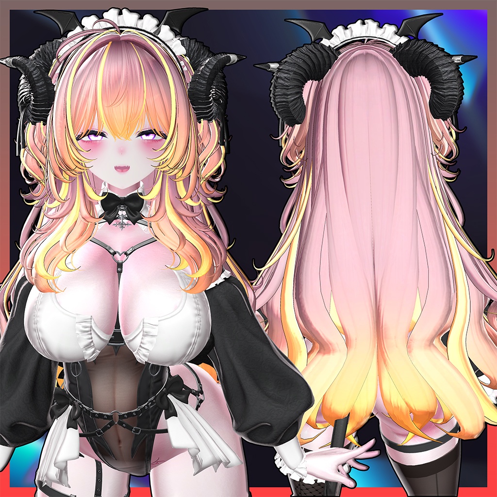 Lazy Cat Two Side Twin Tail Hair Highlights Texture 【VRC Hair Texture - GLAY Unknown】