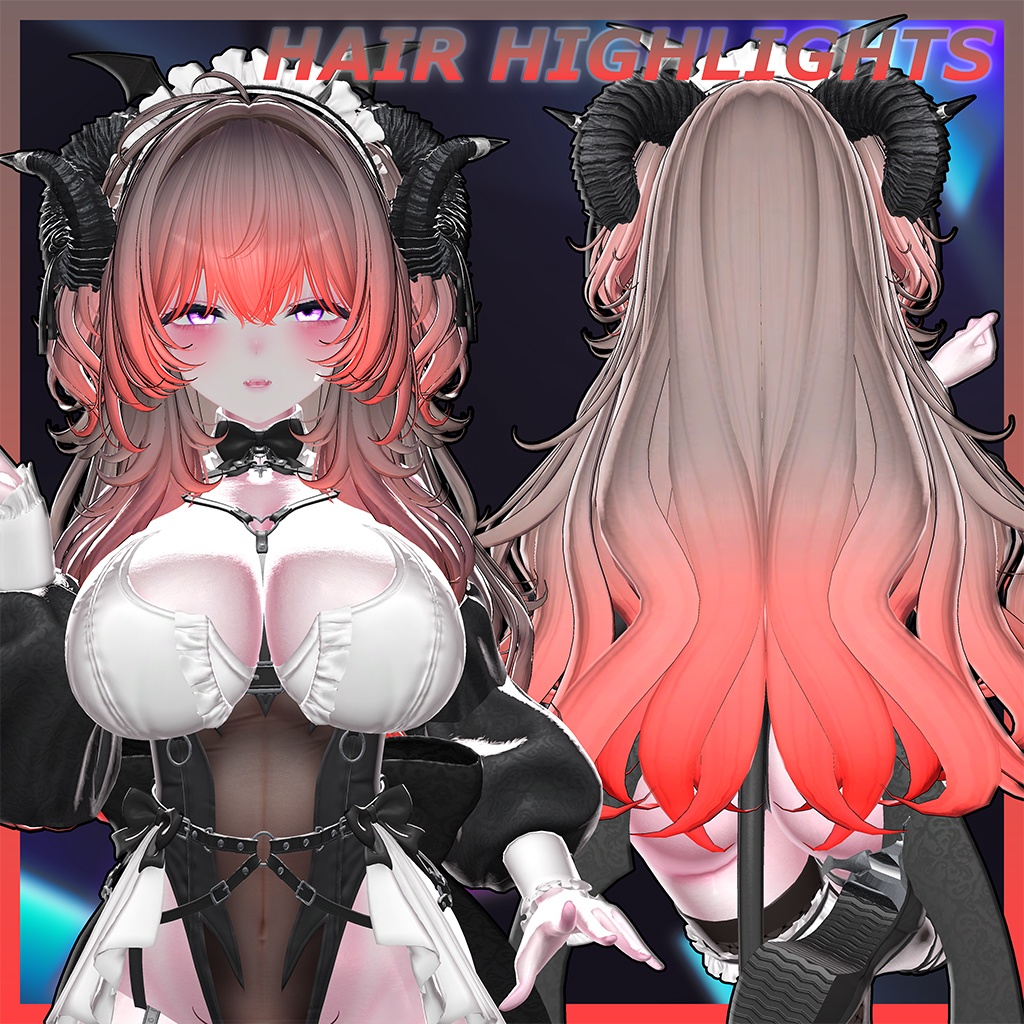 Lazy Cat Two Side Twin Tail Hair Highlights Texture 【VRC Hair Texture - GLAY Unknown】