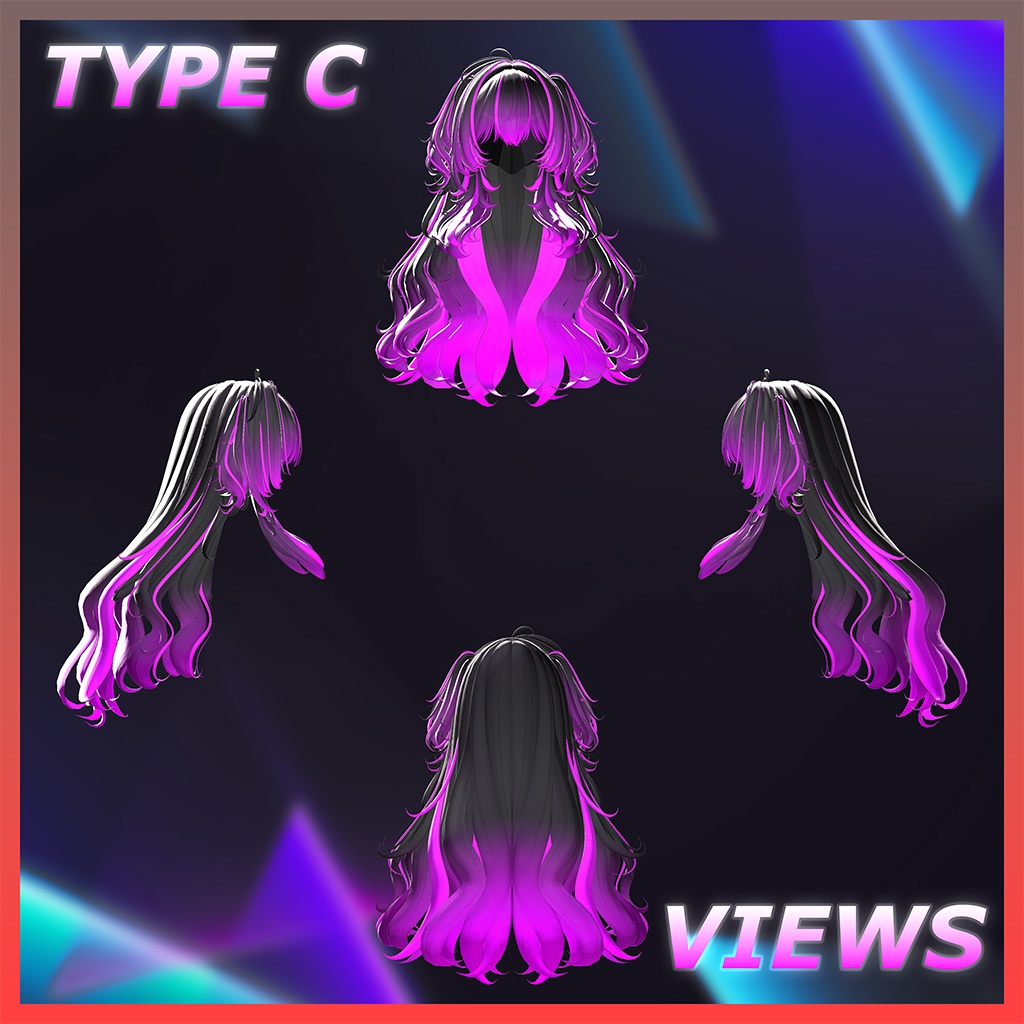 Lazy Cat Two Side Twin Tail Hair Highlights Texture 【VRC Hair Texture - GLAY Unknown】