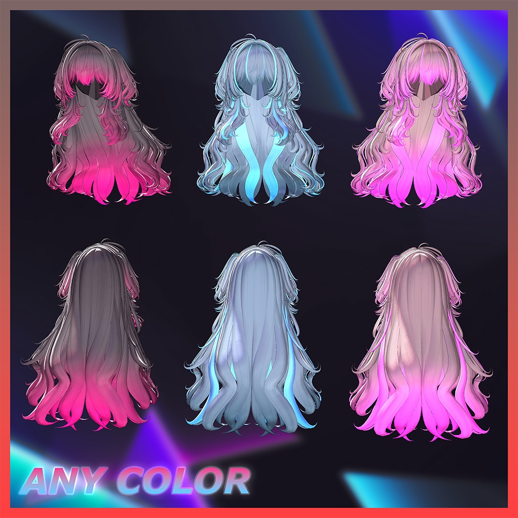 Lazy Cat Two Side Twin Tail Hair Highlights Texture 【VRC Hair Texture - GLAY Unknown】