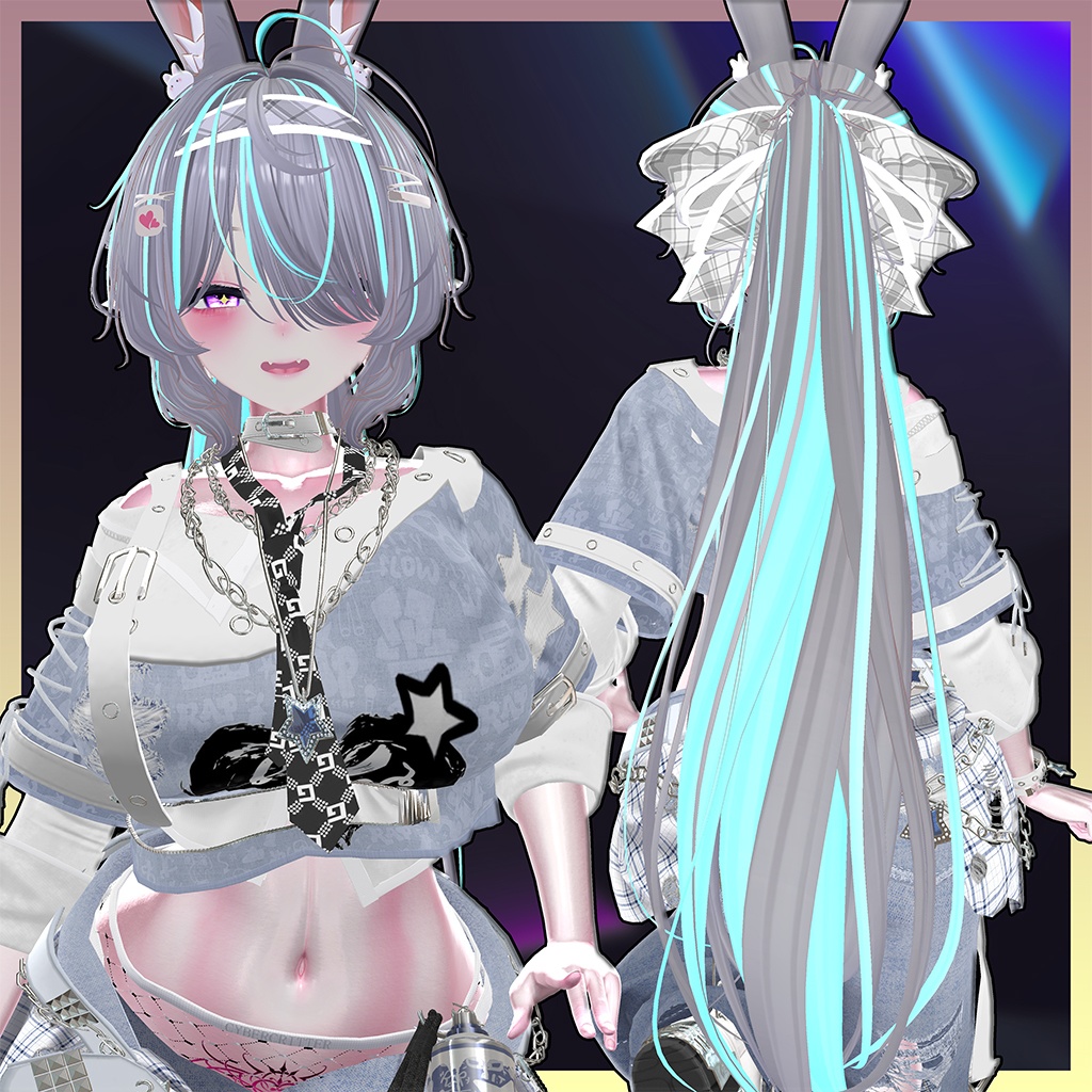 カワイイMAXツインポニーヘア Highlights Texture 【VRC Hair Texture - Li-ne_Shop】