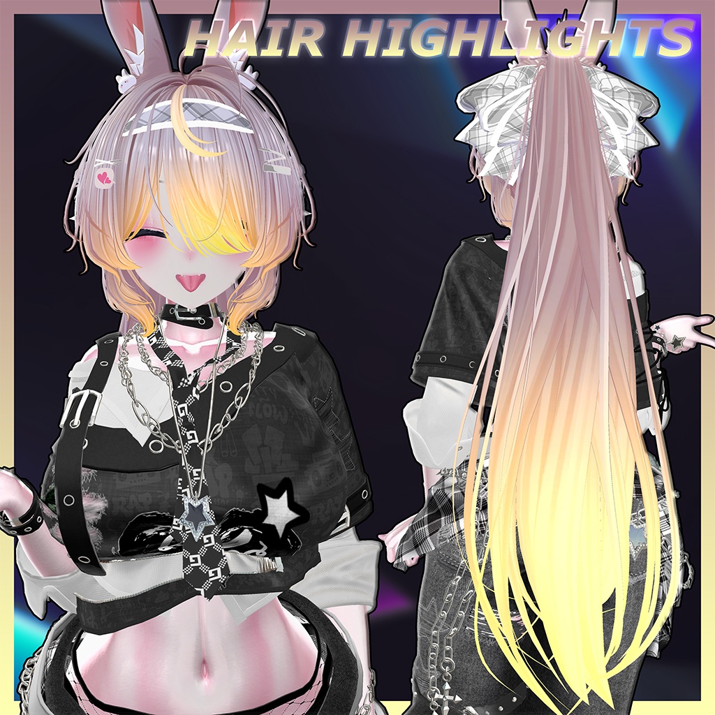 カワイイMAXツインポニーヘア Highlights Texture 【VRC Hair Texture - Li-ne_Shop】