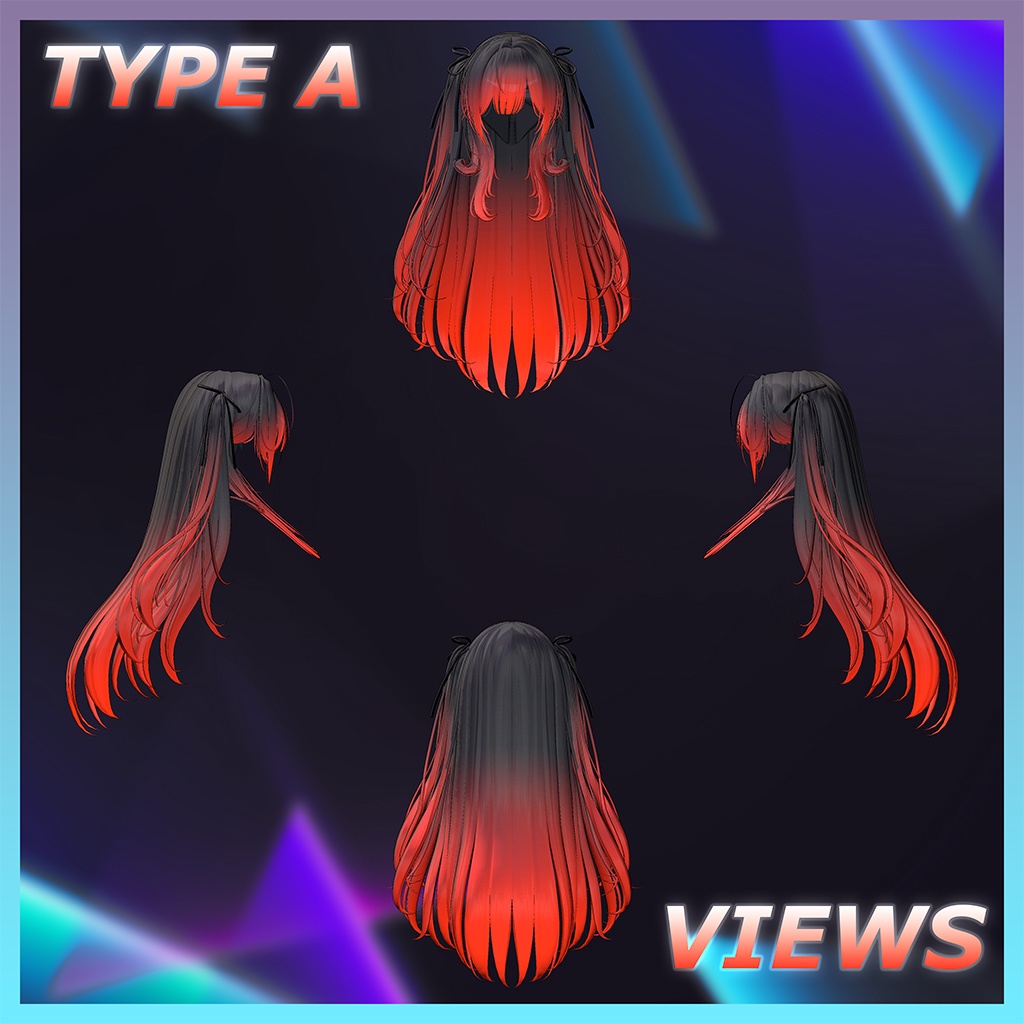 Squirrel Two Side Twin Tail Hair Highlights Texture 【VRC Hair Texture - GLAY Unknown】