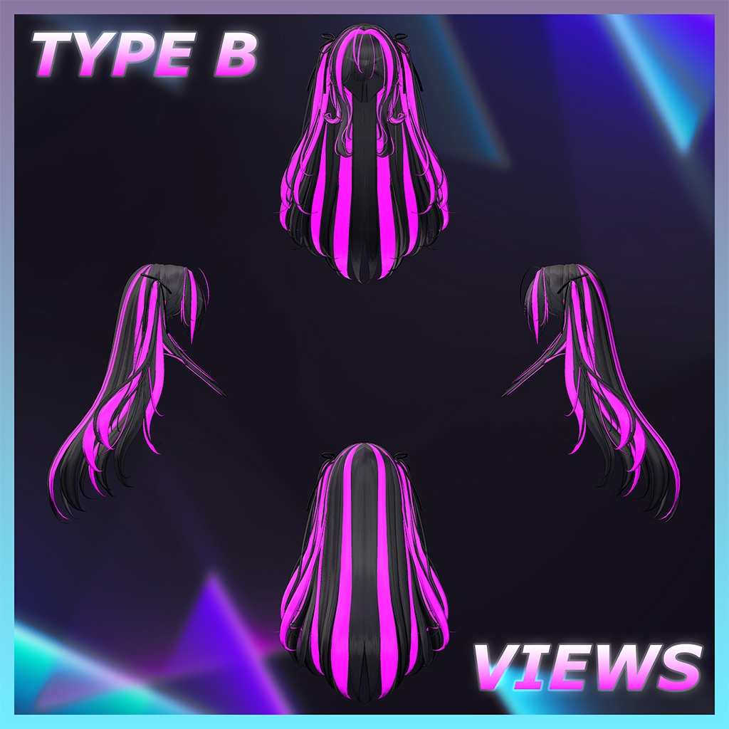 Squirrel Two Side Twin Tail Hair Highlights Texture 【VRC Hair Texture - GLAY Unknown】