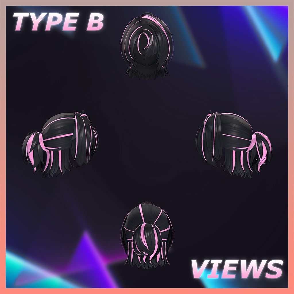 Downer Half Up Hair Highlights Texture 【VRC Hair Texture - BLACK SMITH】