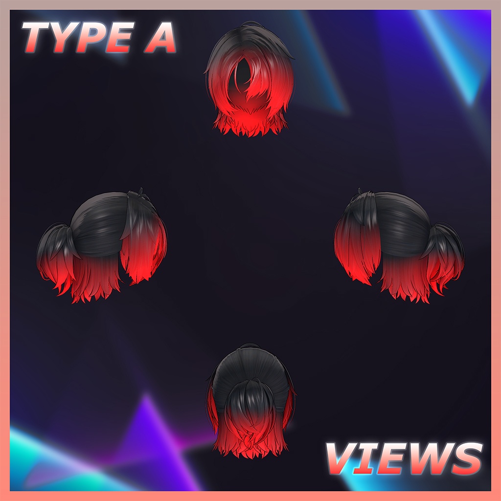 Downer Half Up Hair Highlights Texture 【VRC Hair Texture - BLACK SMITH】