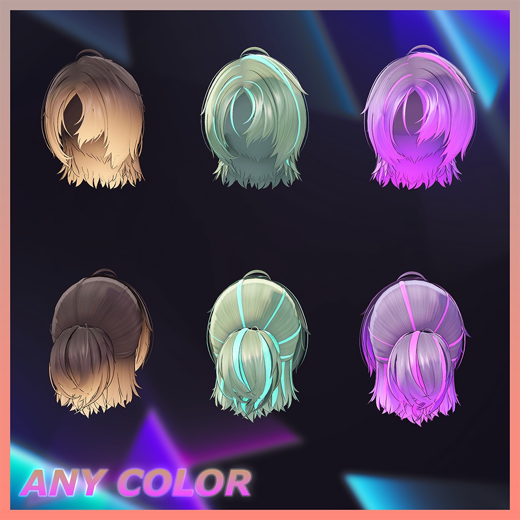Downer Half Up Hair Highlights Texture 【VRC Hair Texture - BLACK SMITH】