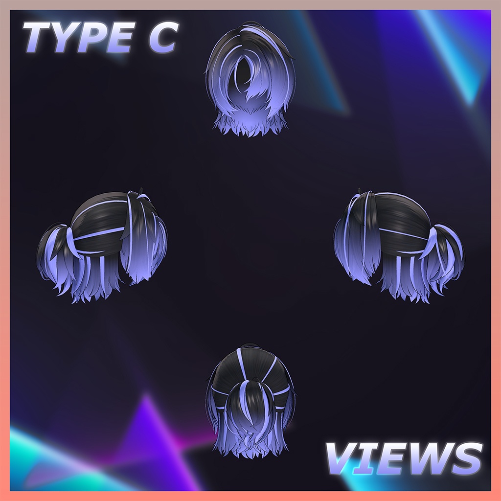 Downer Half Up Hair Highlights Texture 【VRC Hair Texture - BLACK SMITH】