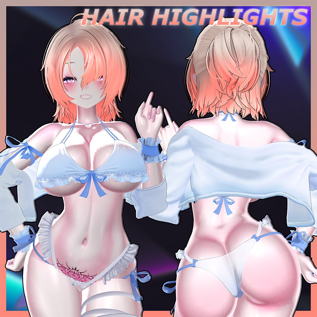 Downer Half Up Hair Highlights Texture 【VRC Hair Texture - BLACK SMITH】