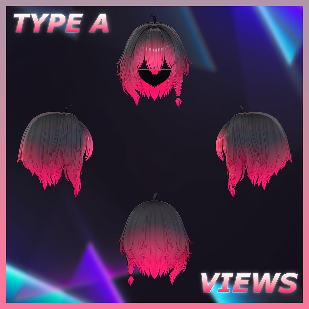 Braid Short cut Highlights Texture 【VRC Hair Texture - 隣の店】