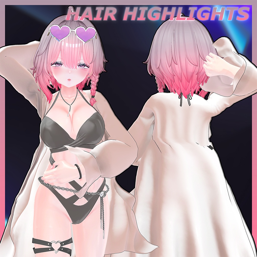 Braid Short cut Highlights Texture 【VRC Hair Texture - 隣の店】