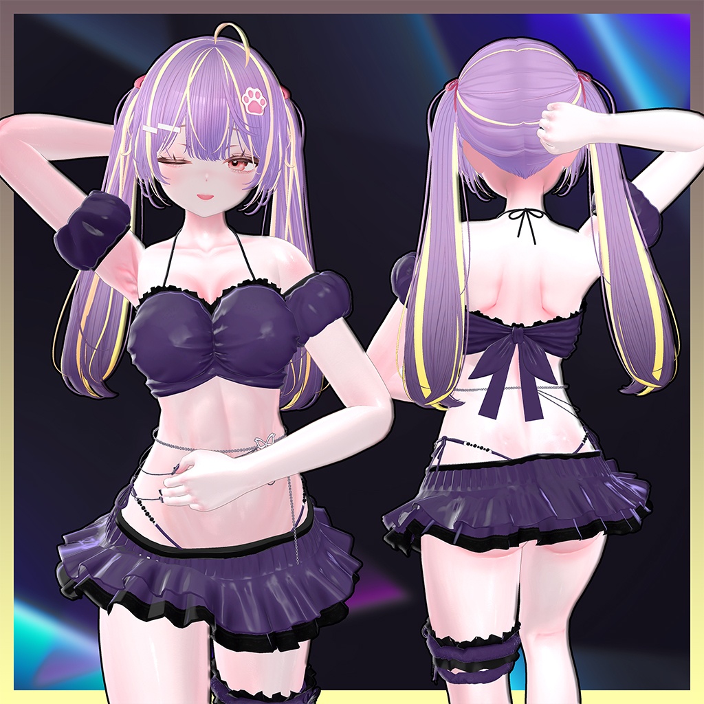 かわいい ツインテール ヘア Highlights Texture 【VRC Hair Texture - Li-ne_Shop】