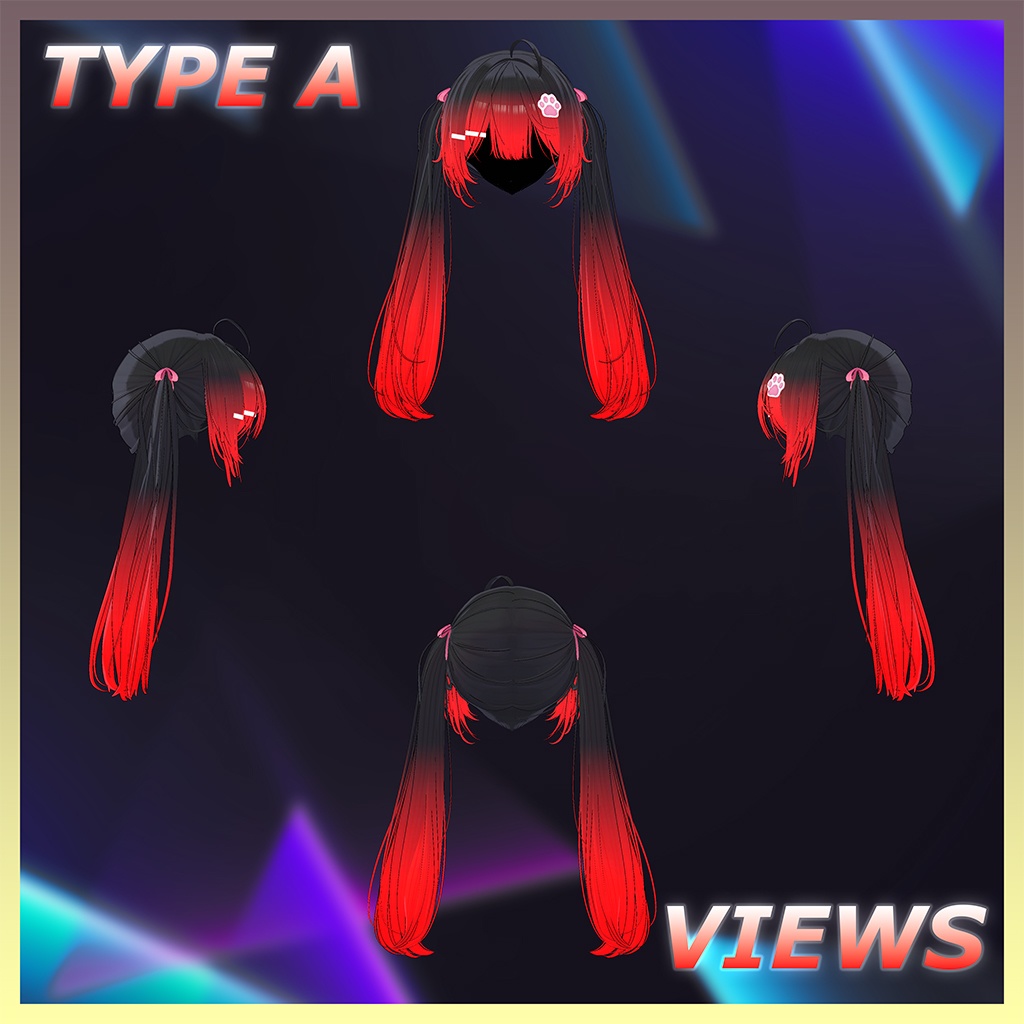 かわいい ツインテール ヘア Highlights Texture 【VRC Hair Texture - Li-ne_Shop】