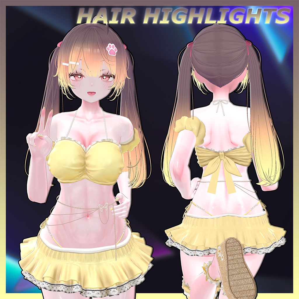 かわいい ツインテール ヘア Highlights Texture 【VRC Hair Texture - Li-ne_Shop】