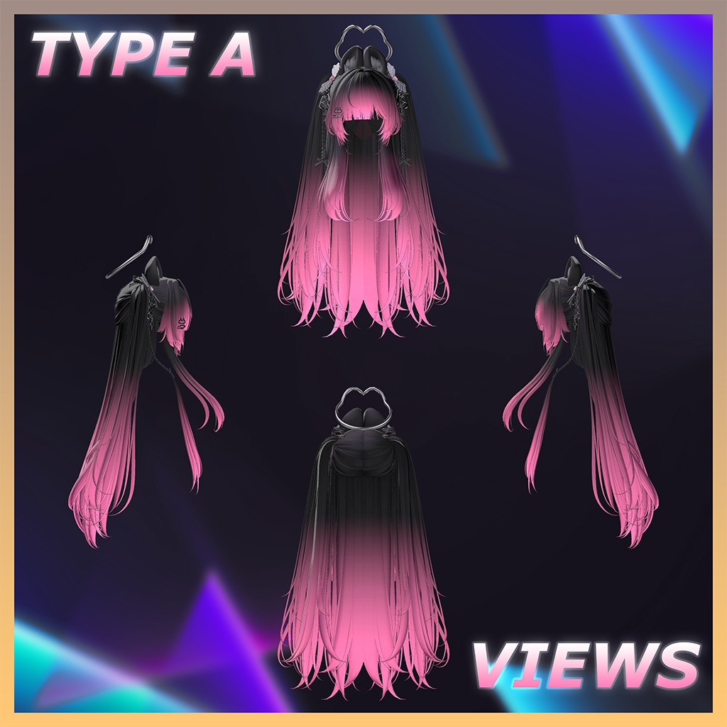 Rabbit Angel Two Side Twin Tail Hair Highlights Texture 【VRC Hair Texture - GLAY Unknown】