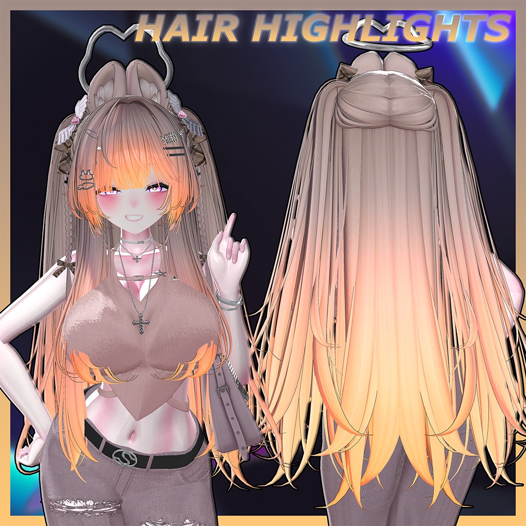 Rabbit Angel Two Side Twin Tail Hair Highlights Texture 【VRC Hair Texture - GLAY Unknown】