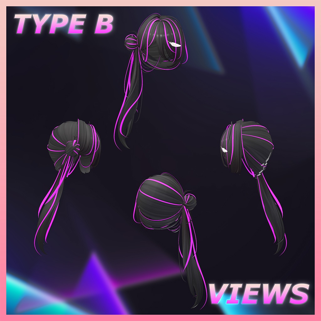 バンサイドテールヘア Highlights Texture 【VRC Hair Texture - Li-ne_Shop】