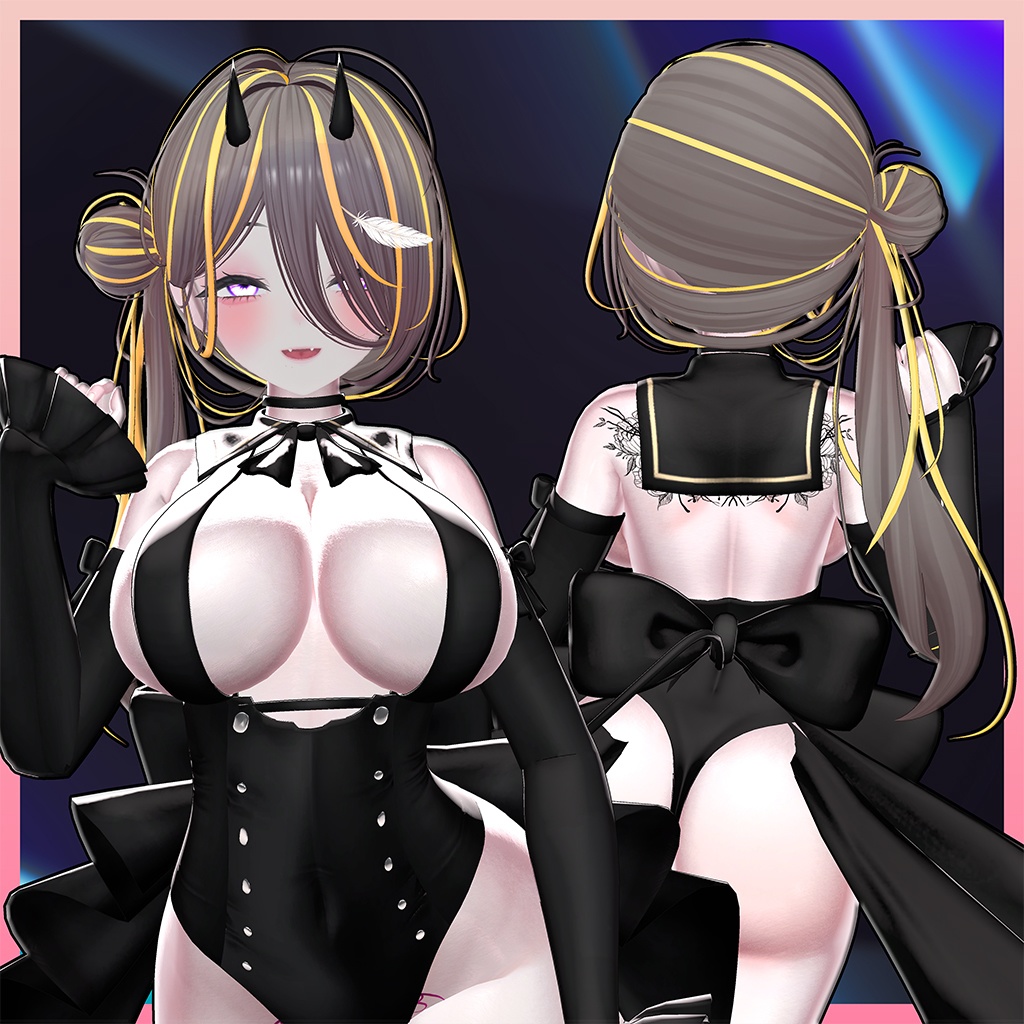 バンサイドテールヘア Highlights Texture 【VRC Hair Texture - Li-ne_Shop】