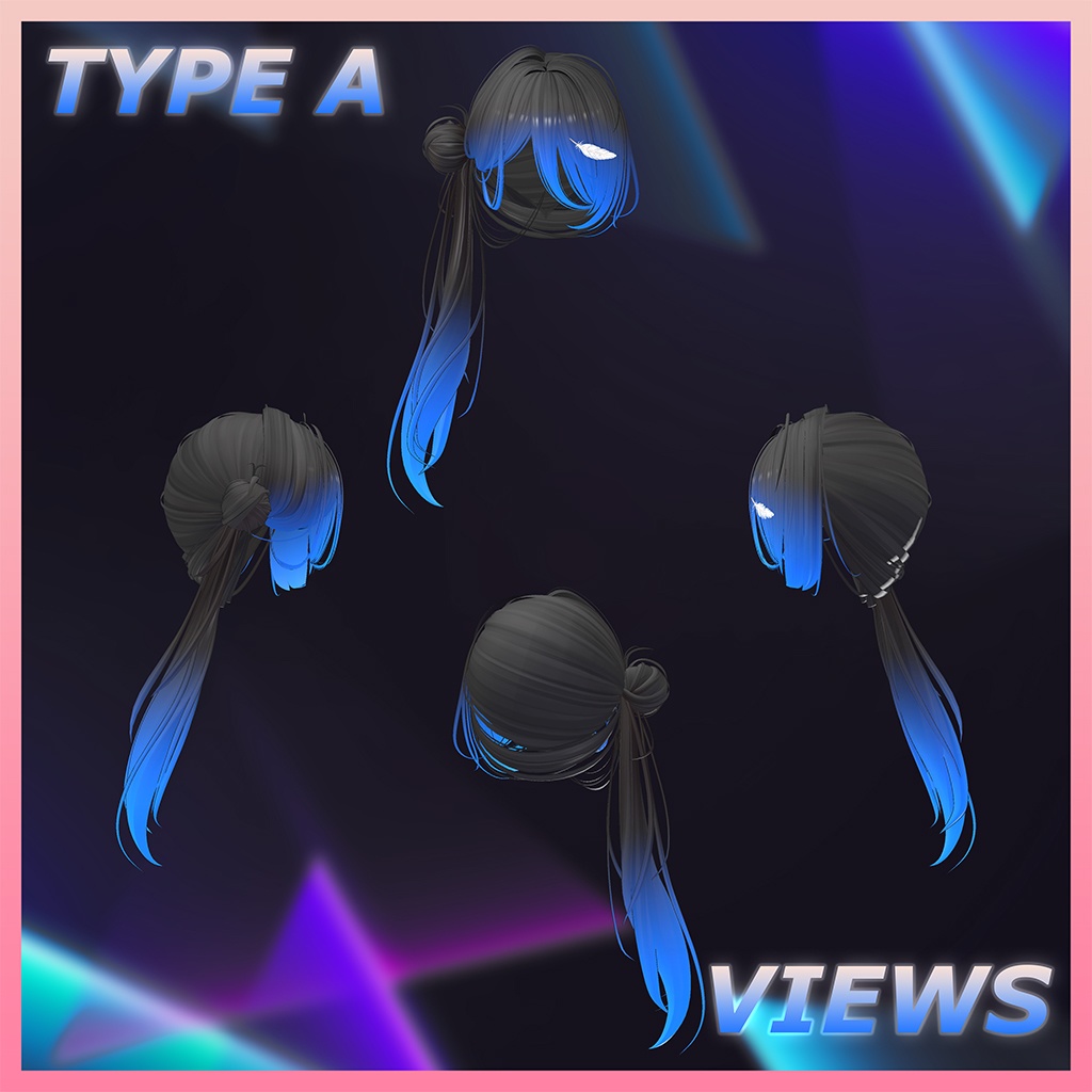 バンサイドテールヘア Highlights Texture 【VRC Hair Texture - Li-ne_Shop】