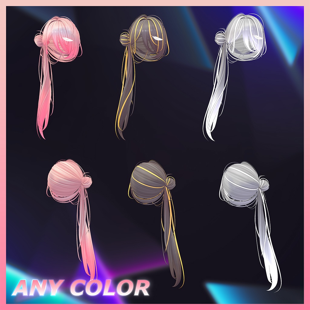 バンサイドテールヘア Highlights Texture 【VRC Hair Texture - Li-ne_Shop】