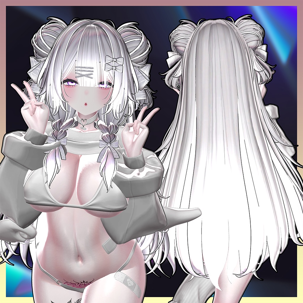 Lotus BraidedBuns Hair Highlights Texture 【VRC Hair Texture - GLAY Unknown】