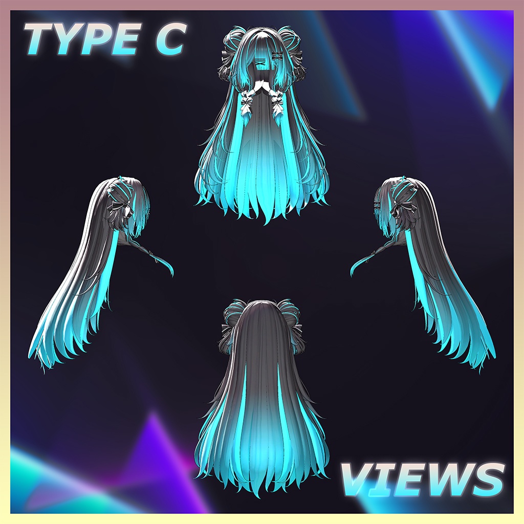 Lotus BraidedBuns Hair Highlights Texture 【VRC Hair Texture - GLAY Unknown】