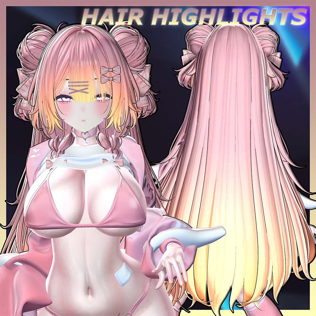 Lotus BraidedBuns Hair Highlights Texture 【VRC Hair Texture - GLAY Unknown】
