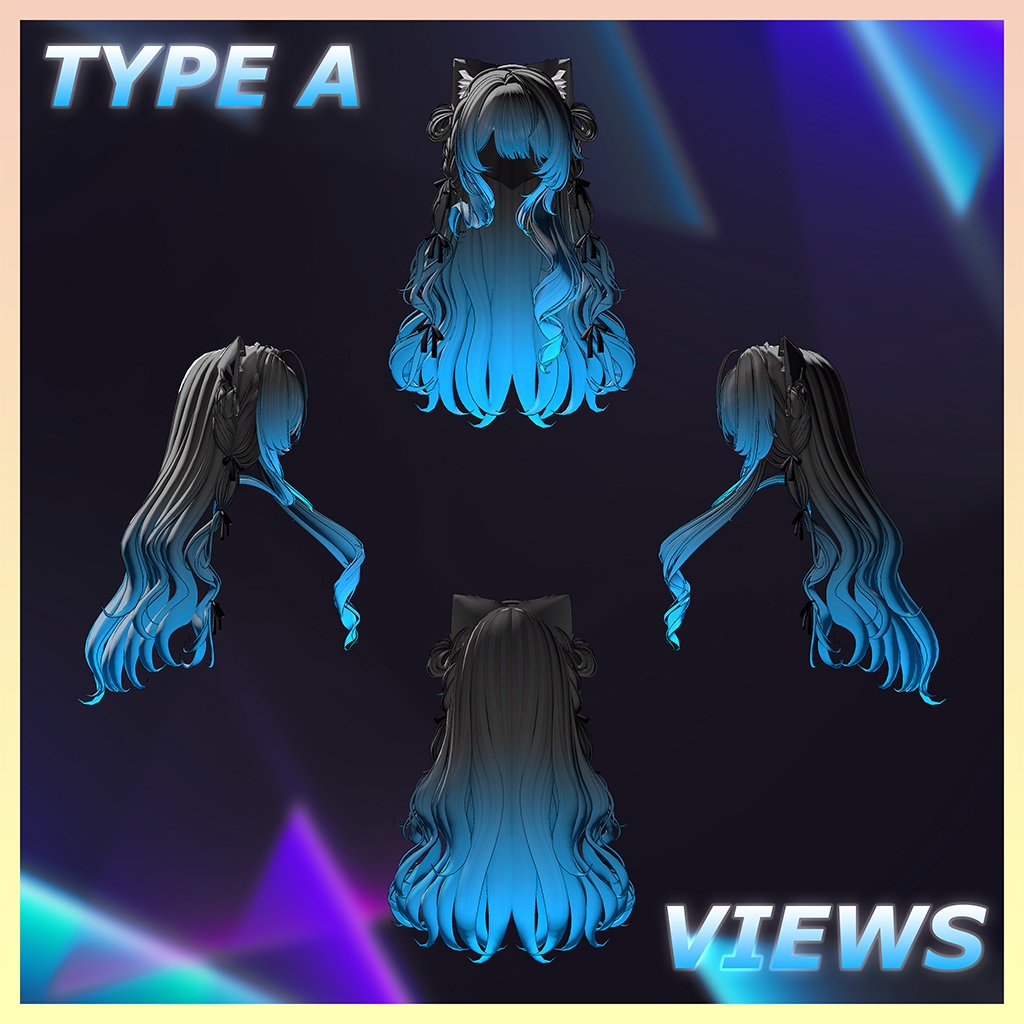 Velvet Cat Long Hair Highlights Texture 【VRC Hair Texture - GLAY Unknown】