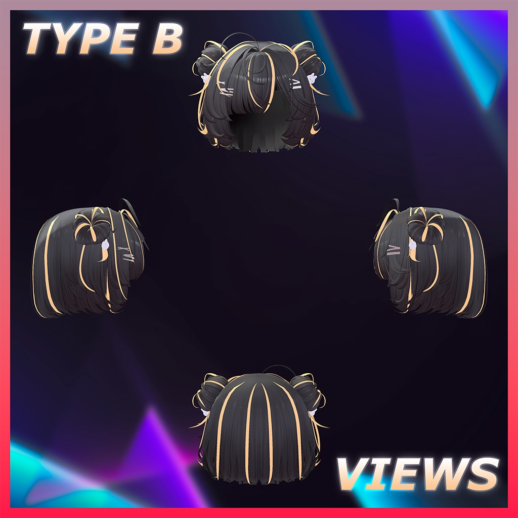 お団子ボブヘア Highlights Texture 【VRC Hair Texture - Li-ne_Shop】