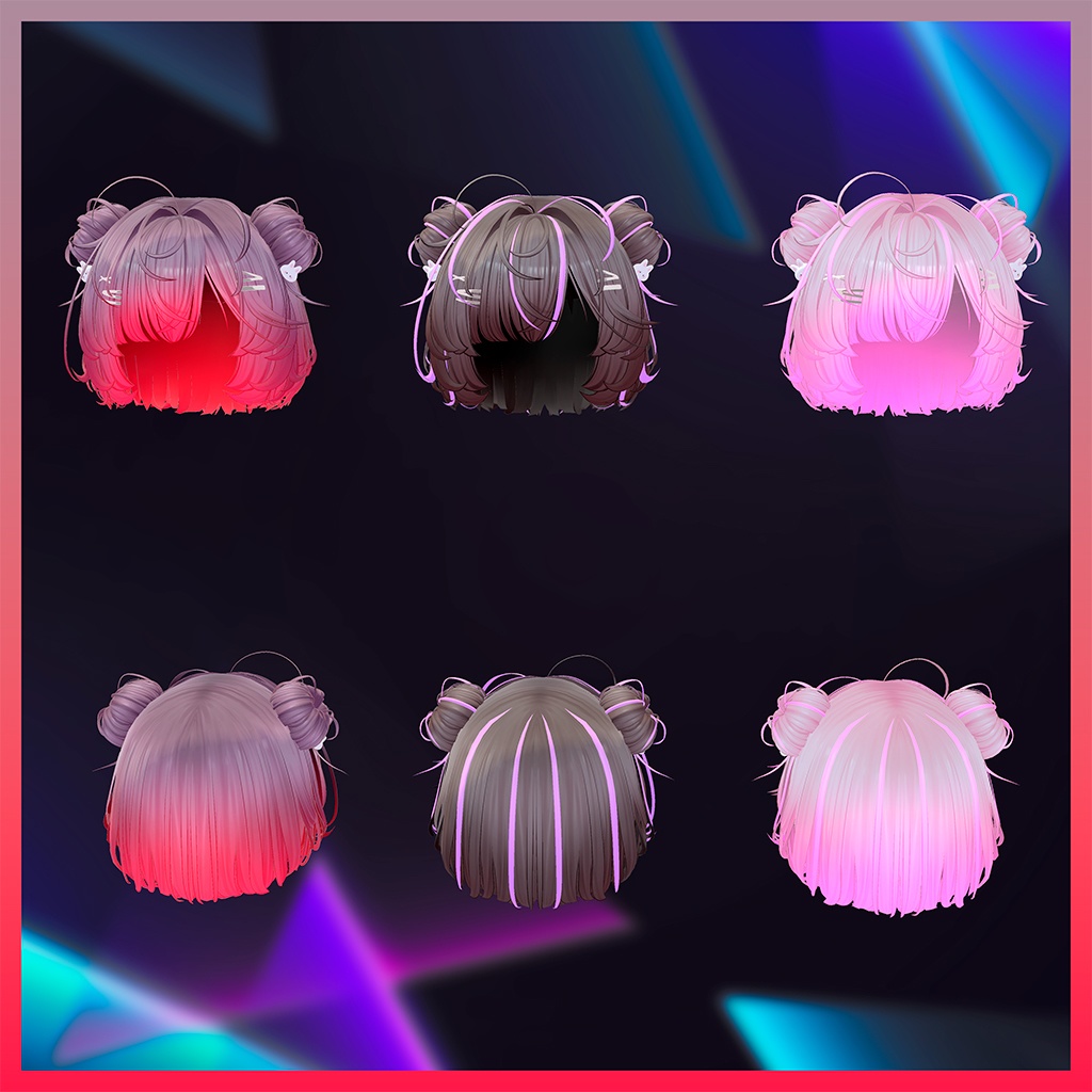 お団子ボブヘア Highlights Texture 【VRC Hair Texture - Li-ne_Shop】