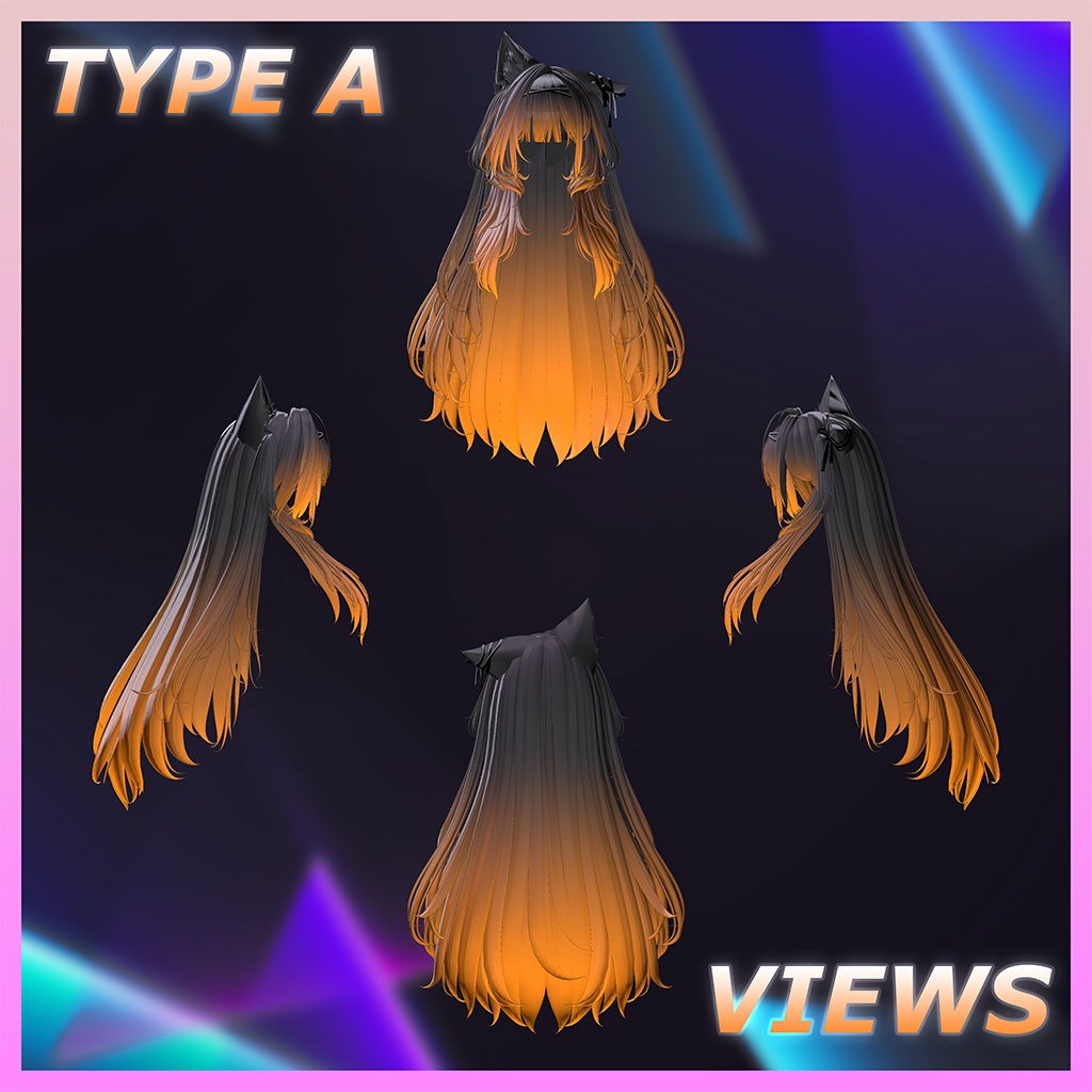 Luminous Two Side Twin Tail Hair Highlights Texture 【VRC Hair Texture - GLAY Unknown】