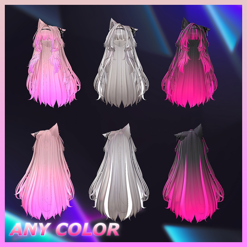 Luminous Two Side Twin Tail Hair Highlights Texture 【VRC Hair Texture - GLAY Unknown】