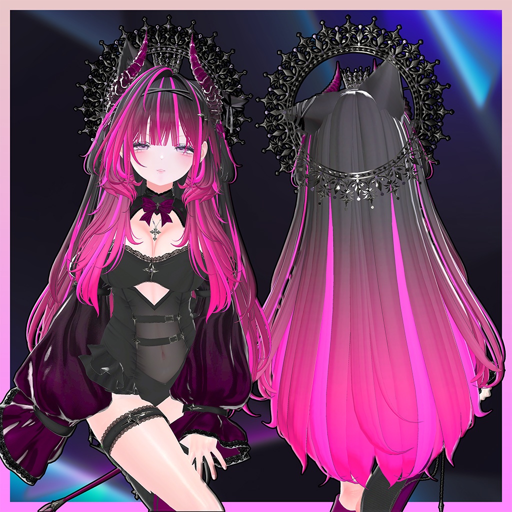 Luminous Two Side Twin Tail Hair Highlights Texture 【VRC Hair Texture - GLAY Unknown】