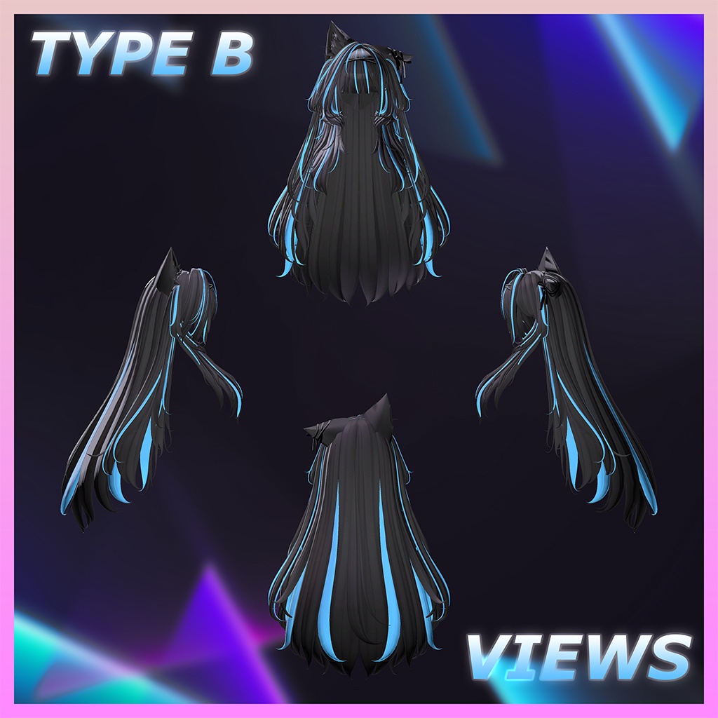 Luminous Two Side Twin Tail Hair Highlights Texture 【VRC Hair Texture - GLAY Unknown】