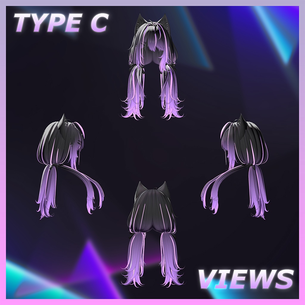 Oversleep low Twin Tail Highlights Texture 【VRC Hair Texture - GLAY Unknown】