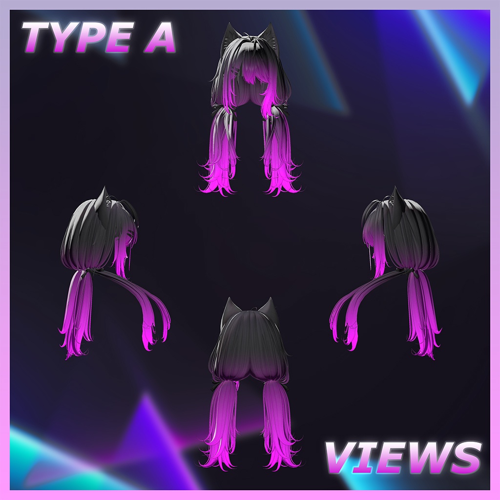 Oversleep low Twin Tail Highlights Texture 【VRC Hair Texture - GLAY Unknown】