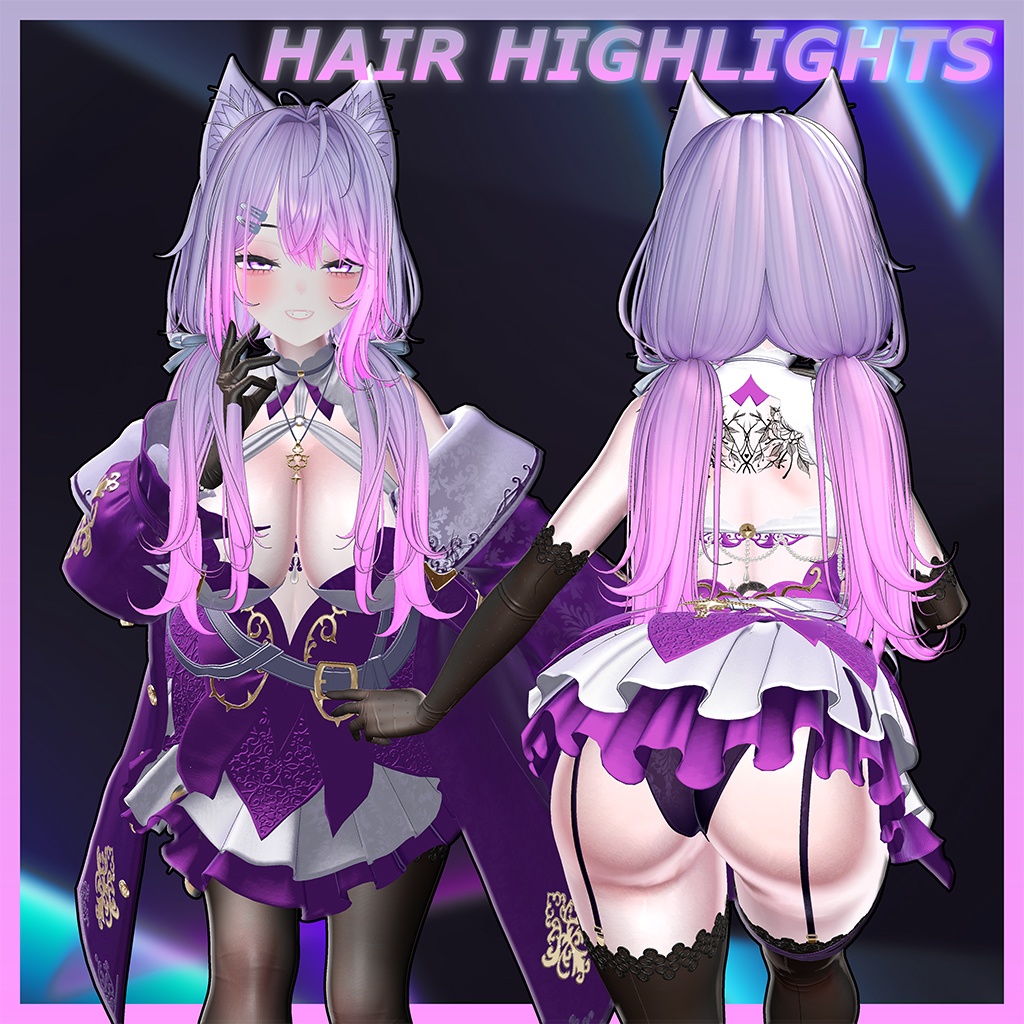 Oversleep low Twin Tail Highlights Texture 【VRC Hair Texture - GLAY Unknown】