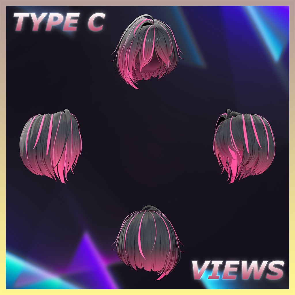 前下がりアシメボブ Highlights Texture 【VRC Hair Texture - muu(ムー)】