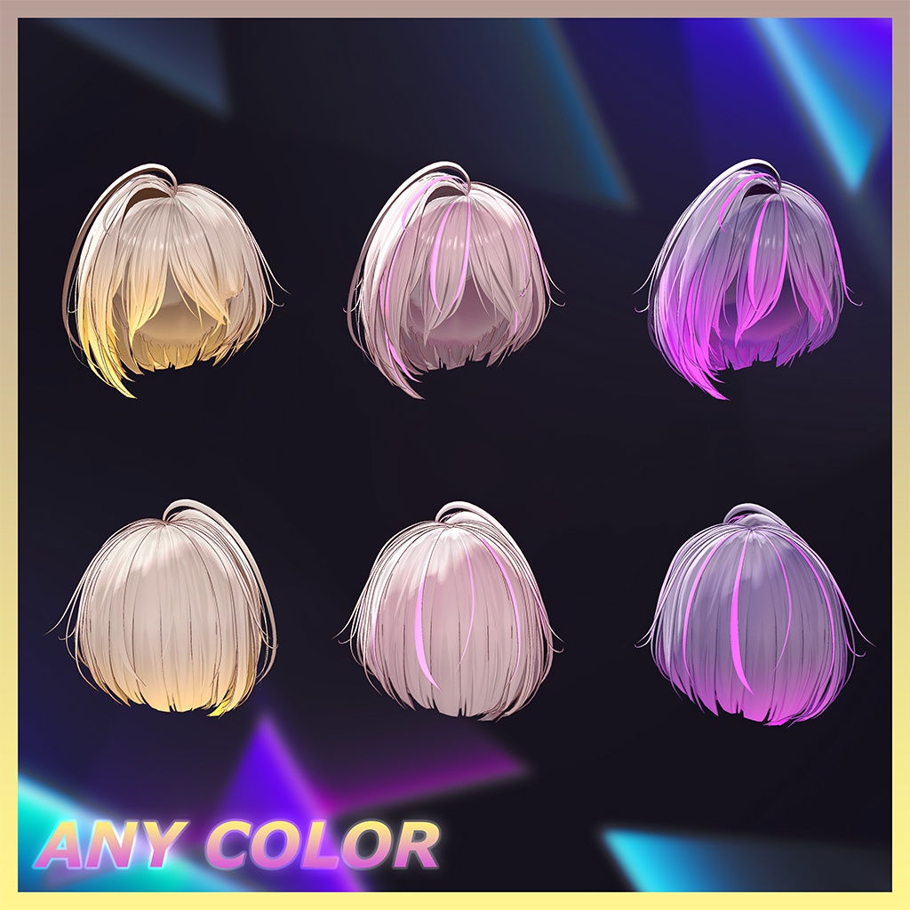 前下がりアシメボブ Highlights Texture 【VRC Hair Texture - muu(ムー)】