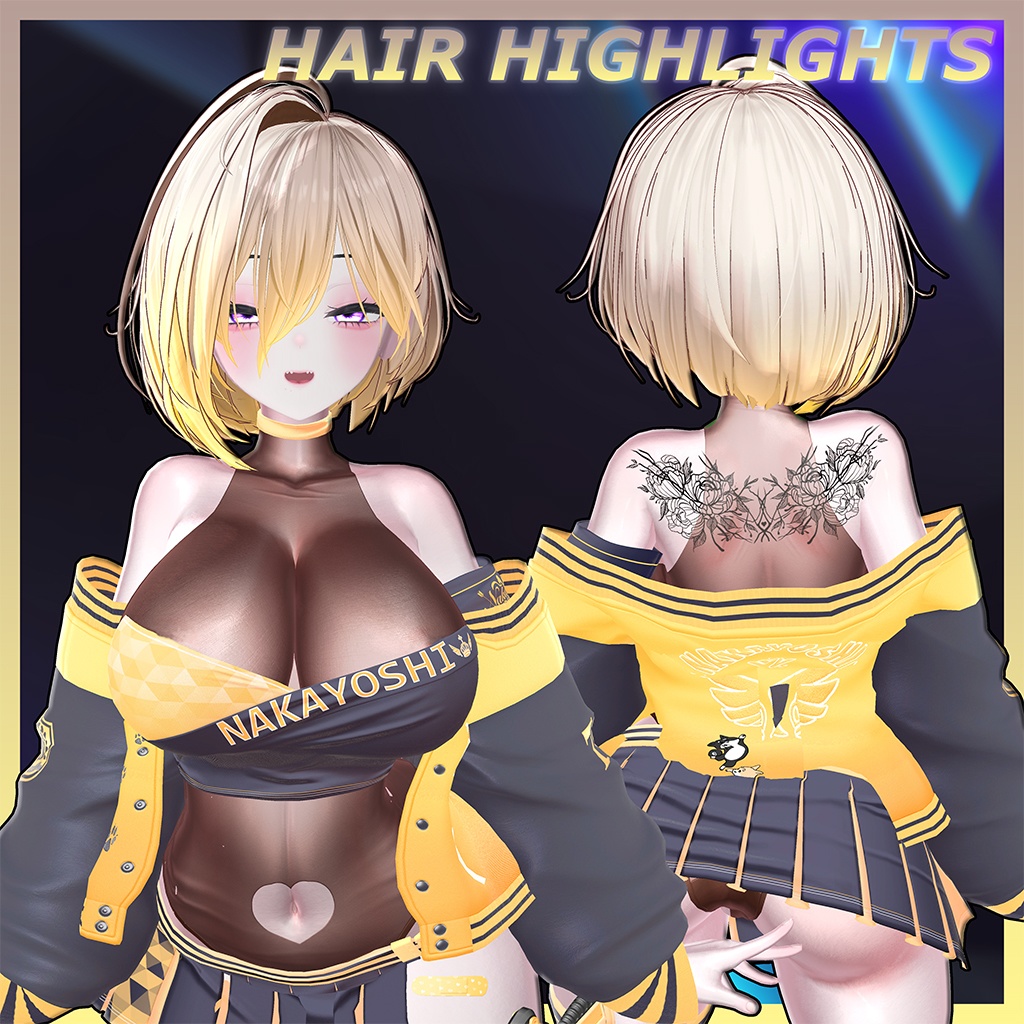 前下がりアシメボブ Highlights Texture 【VRC Hair Texture - muu(ﾑｰ)】