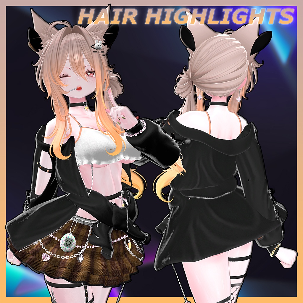 Daisy Loop Braid bun Hair Highlights Texture 【VRC Hair Texture - GLAY Unknown】