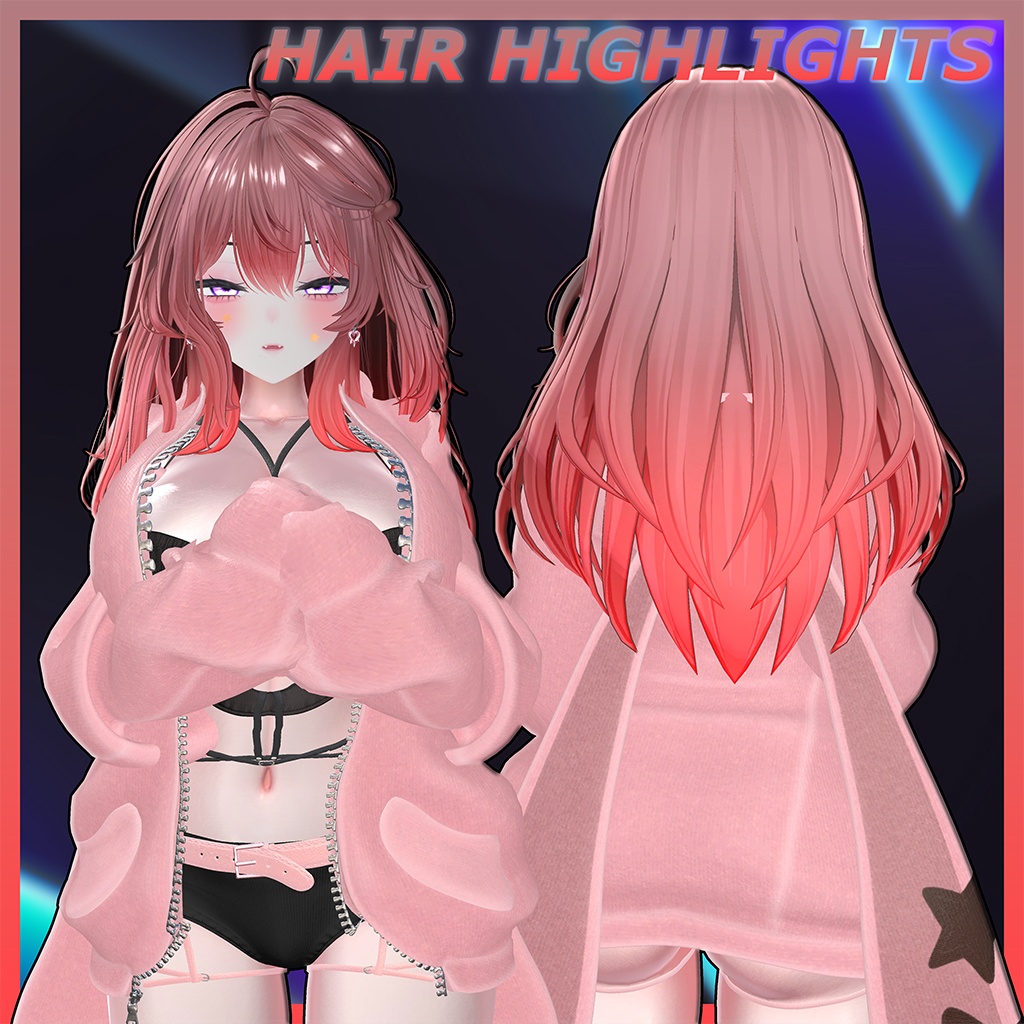 ぬくぬくロング Highlights Texture 【VRC Hair Texture - muu(ﾑｰ)】