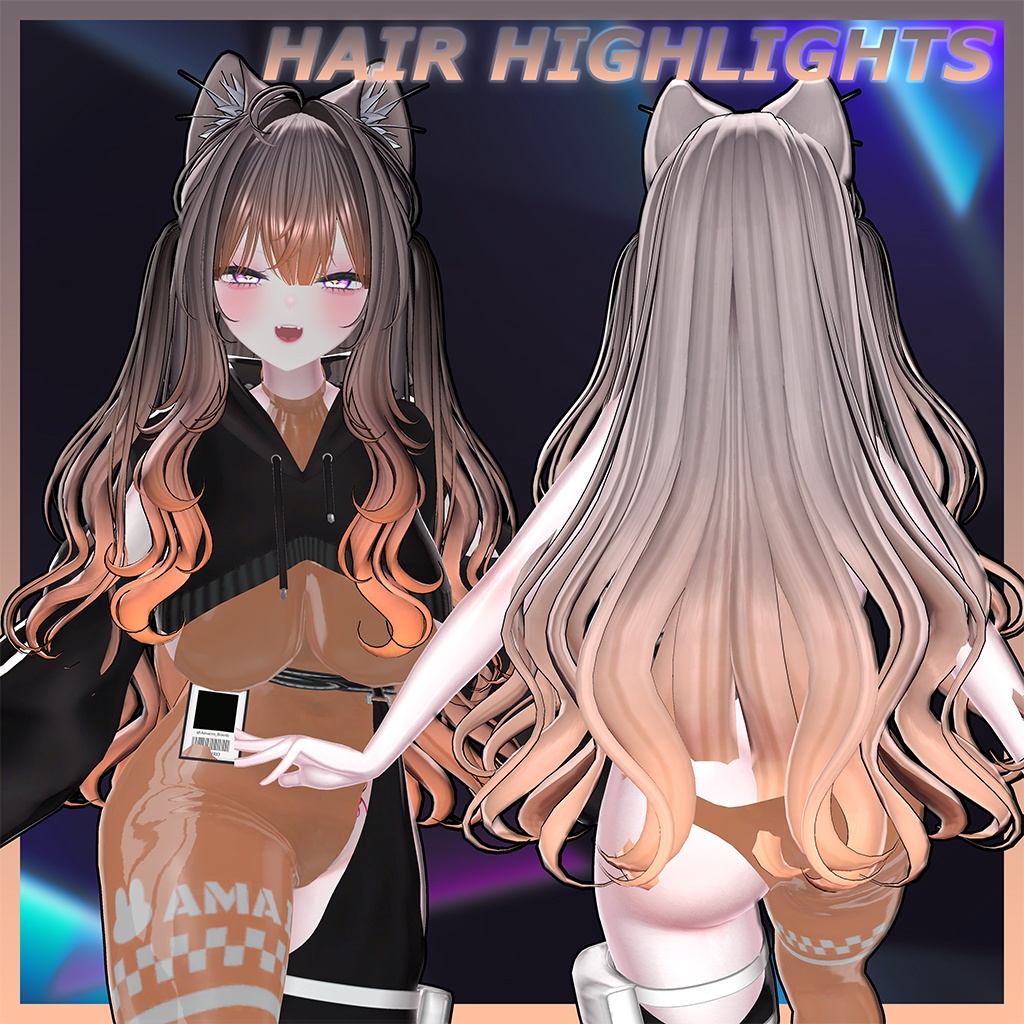 Icicle Two Side Twin Tail Hair Highlights Texture 【VRC Hair Texture - GLAY Unknown】