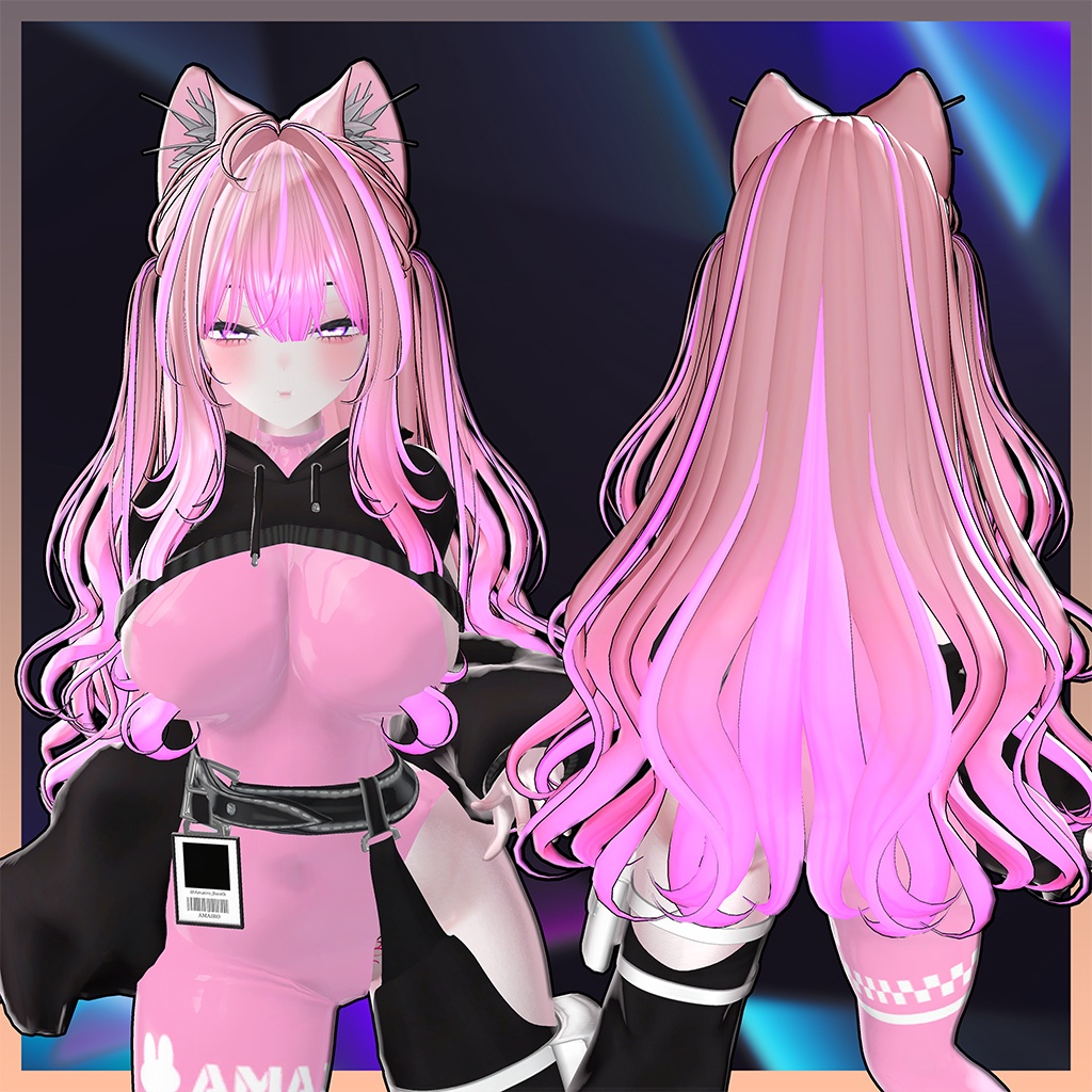 Icicle Two Side Twin Tail Hair Highlights Texture 【VRC Hair Texture - GLAY Unknown】